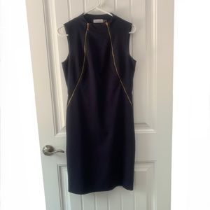 Sleeveless Calvin Klein Dress with Gold Zippers